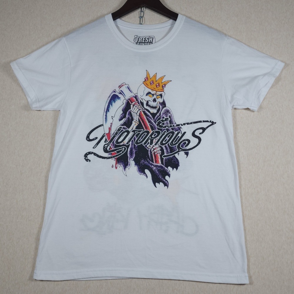 Grim Reaper Tattoo Graphic Notorious T Shirt Fresh Laundry Mens Medium White